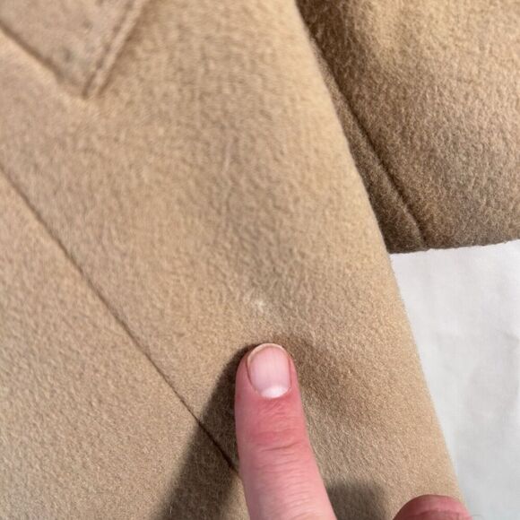 Tommy Hilfiger Long Coat Women's 12 Beige Wool Cashmere Blend 2 Button Front - Picture 5 of 10